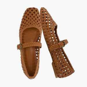 Women's Tan Woven Flats